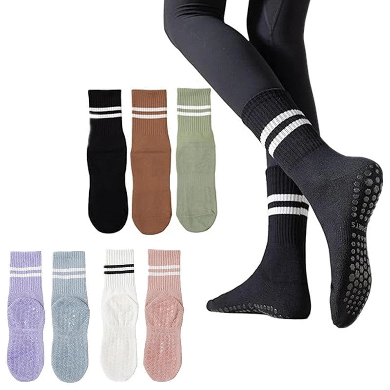Non-Slip Pilates Grip Socks – Cotton Blend