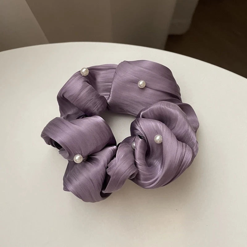 Pearl Textured Silk Scrunchies – Ruffled Design