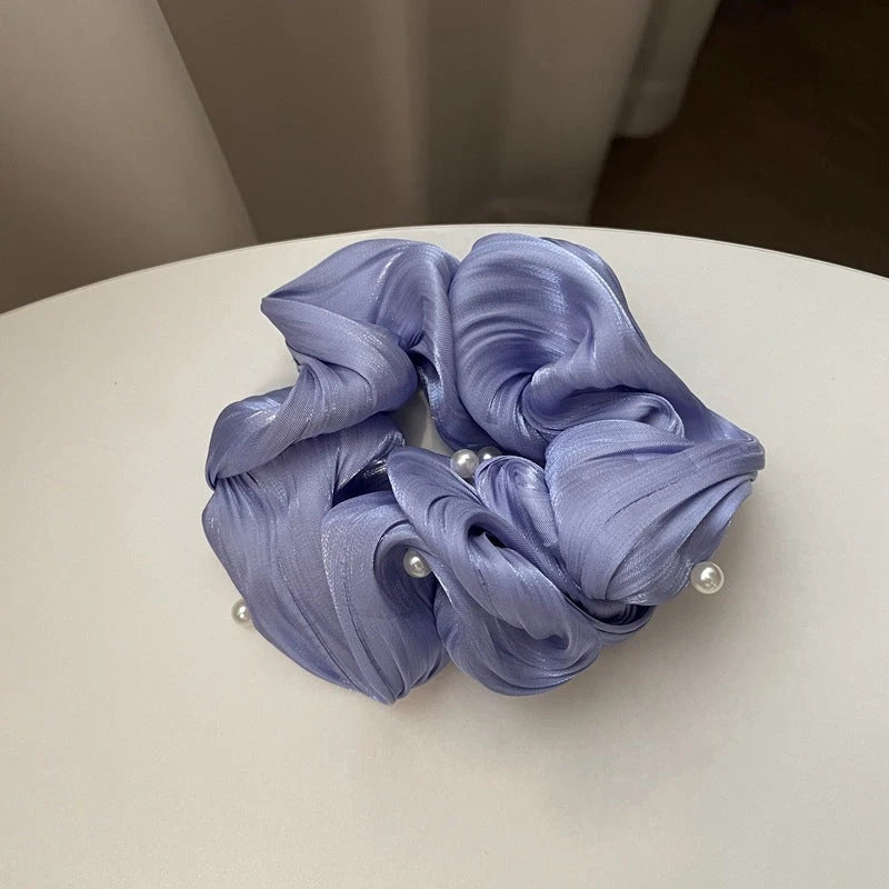 Pearl Textured Silk Scrunchies – Ruffled Design