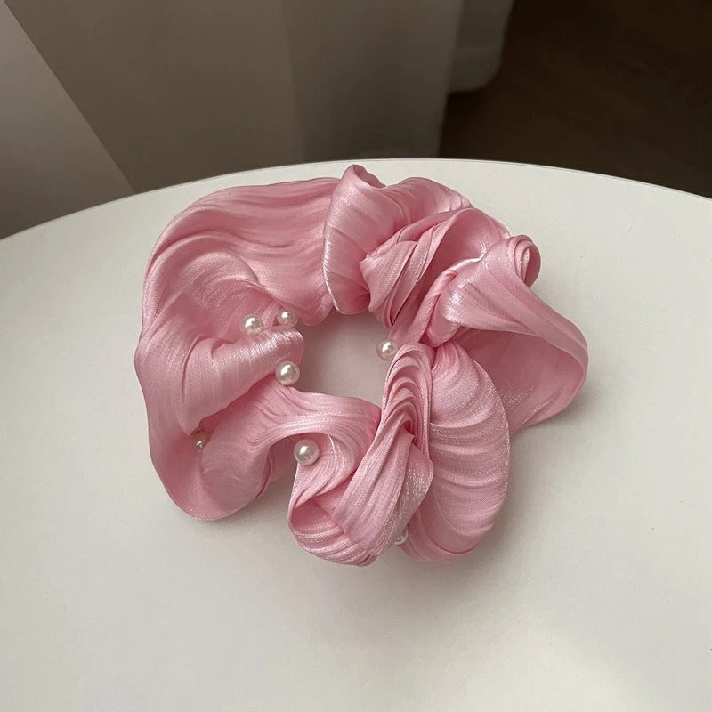 Pearl Textured Silk Scrunchies – Ruffled Design