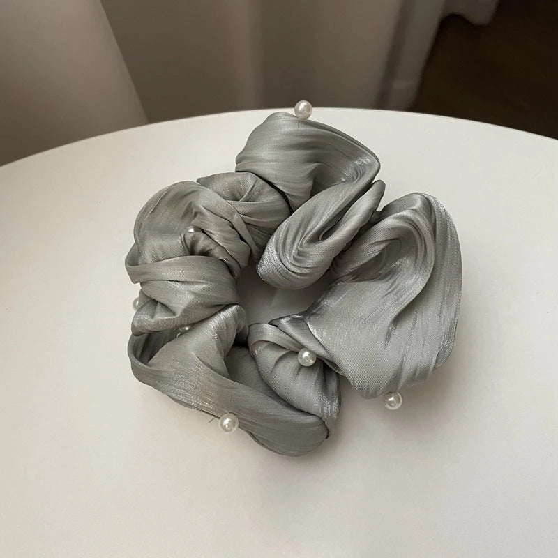 Pearl Textured Silk Scrunchies – Ruffled Design