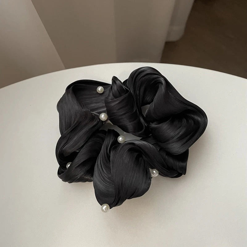 Pearl Textured Silk Scrunchies – Ruffled Design