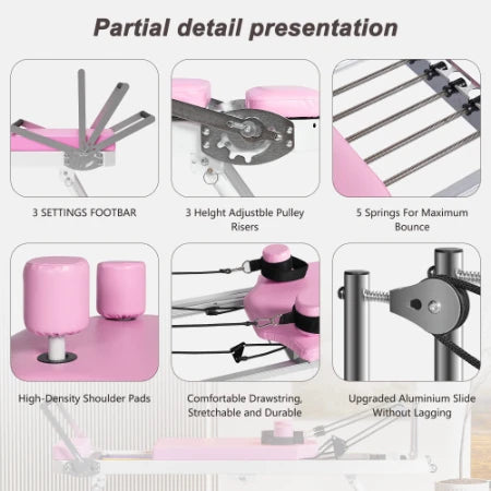 Foldable Pilates Reformer with High-Strength Springs