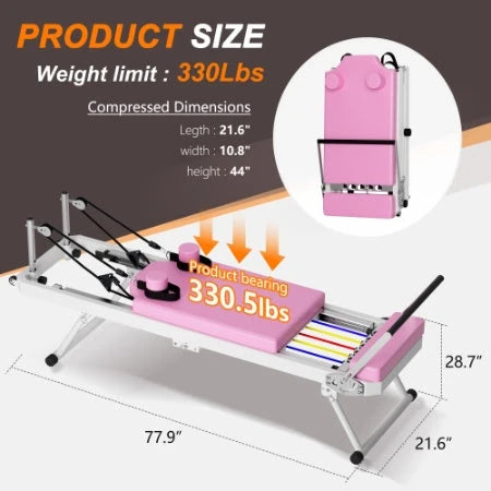 Foldable Pilates Reformer with High-Strength Springs