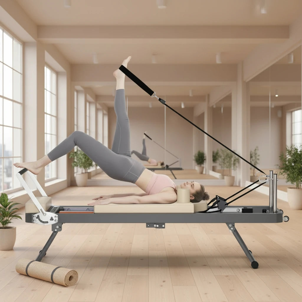 Foldable Pilates Reformer with High-Strength Springs